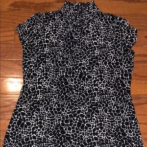 Printed Blouse with Turtle Neck